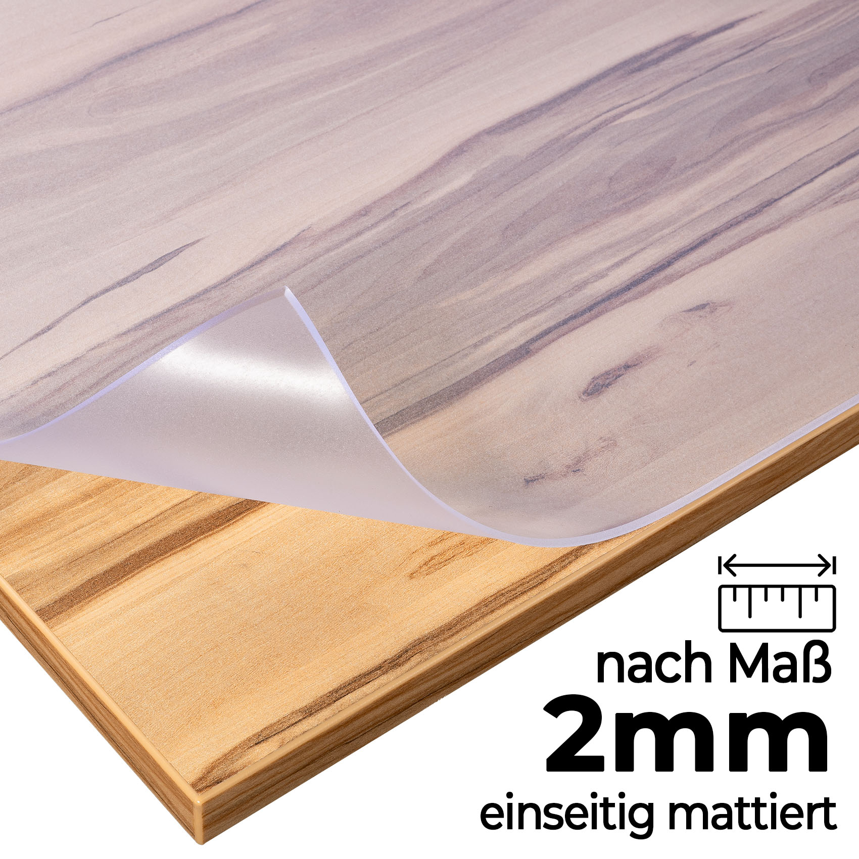 Tischschutzfolie nach Maß 2mm einseitig feinmattiert