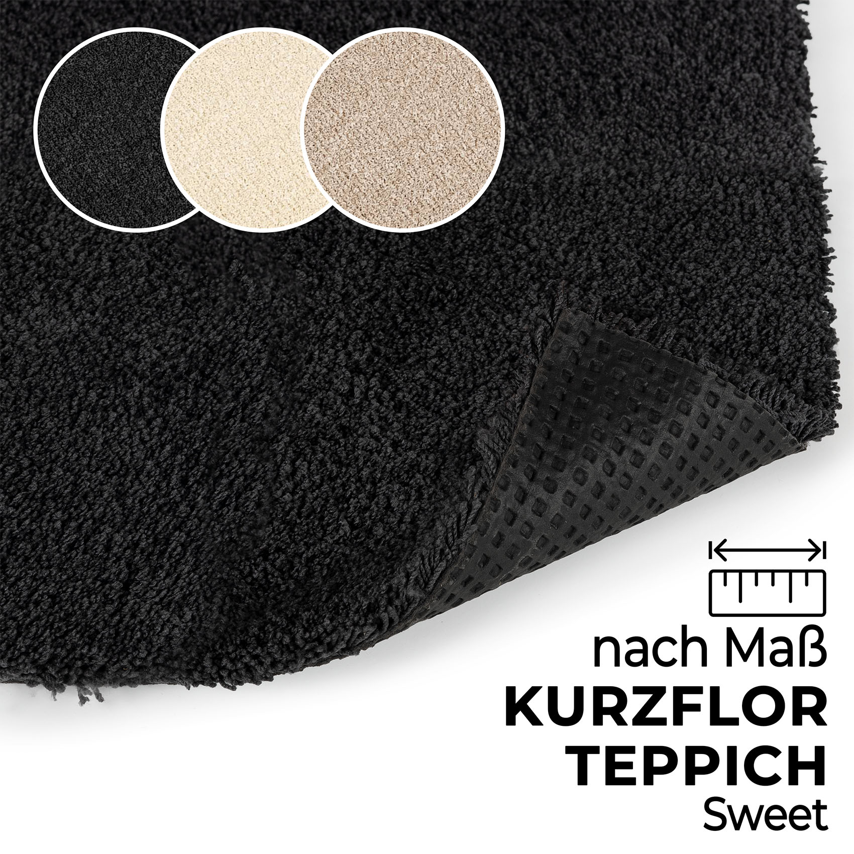 Teppich Kurzflor SWEET nach Maß Uni einfarbig