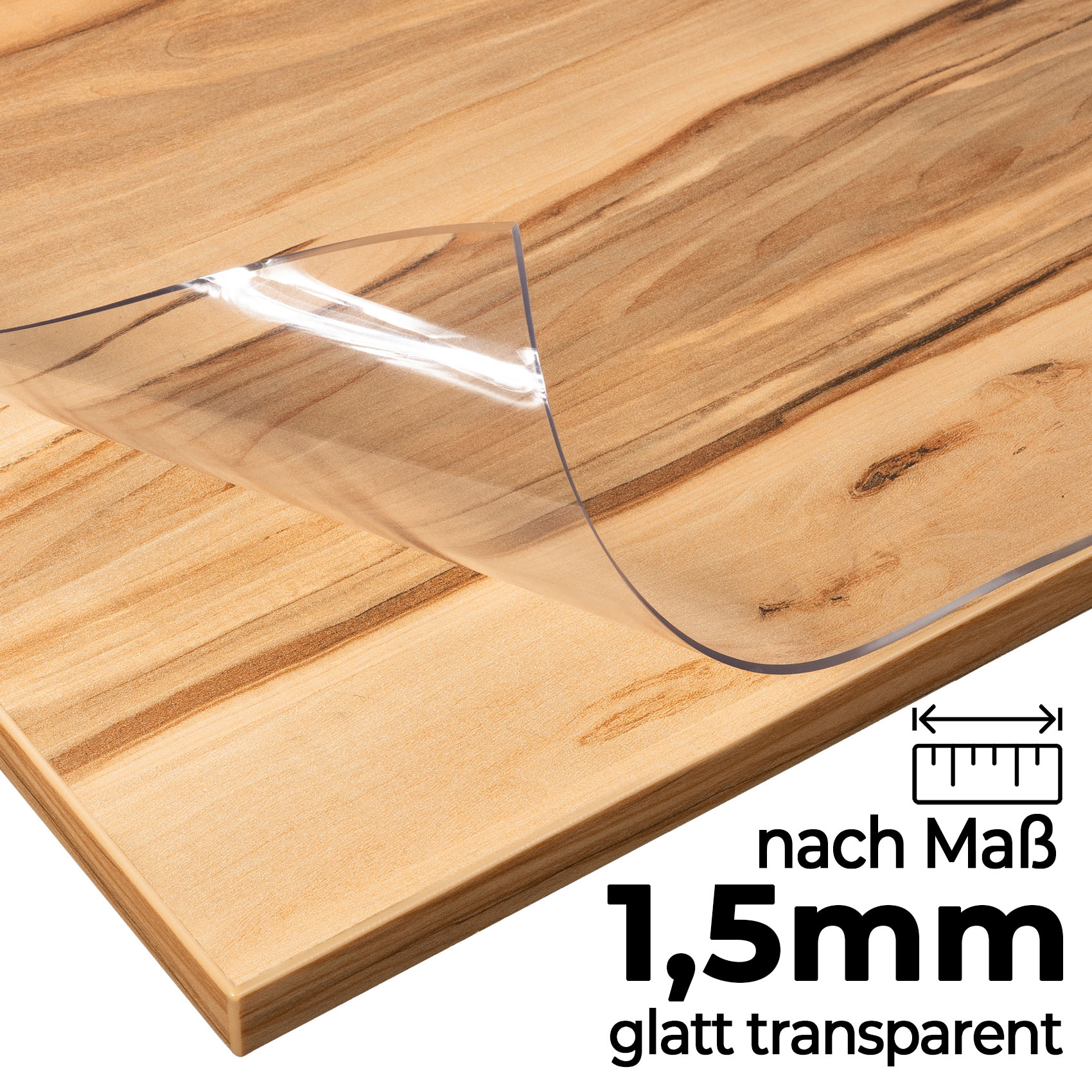TA15_10 Tischschutzfolie nach Maß 1,5mm transparent geruchlos