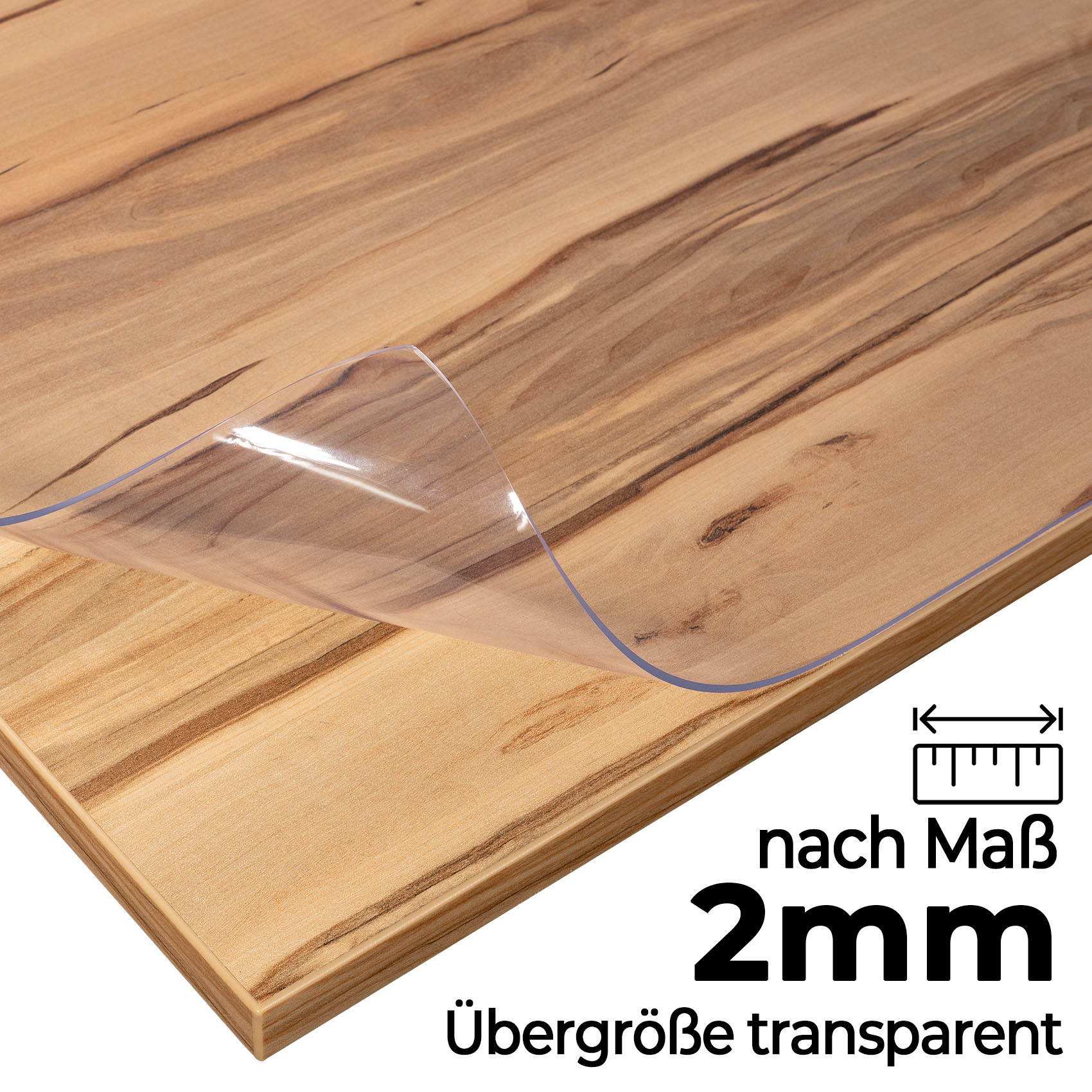 TA2U_10 Tischschutzfolie nach Maß 2mm transparent extra Breit ab 150cm
