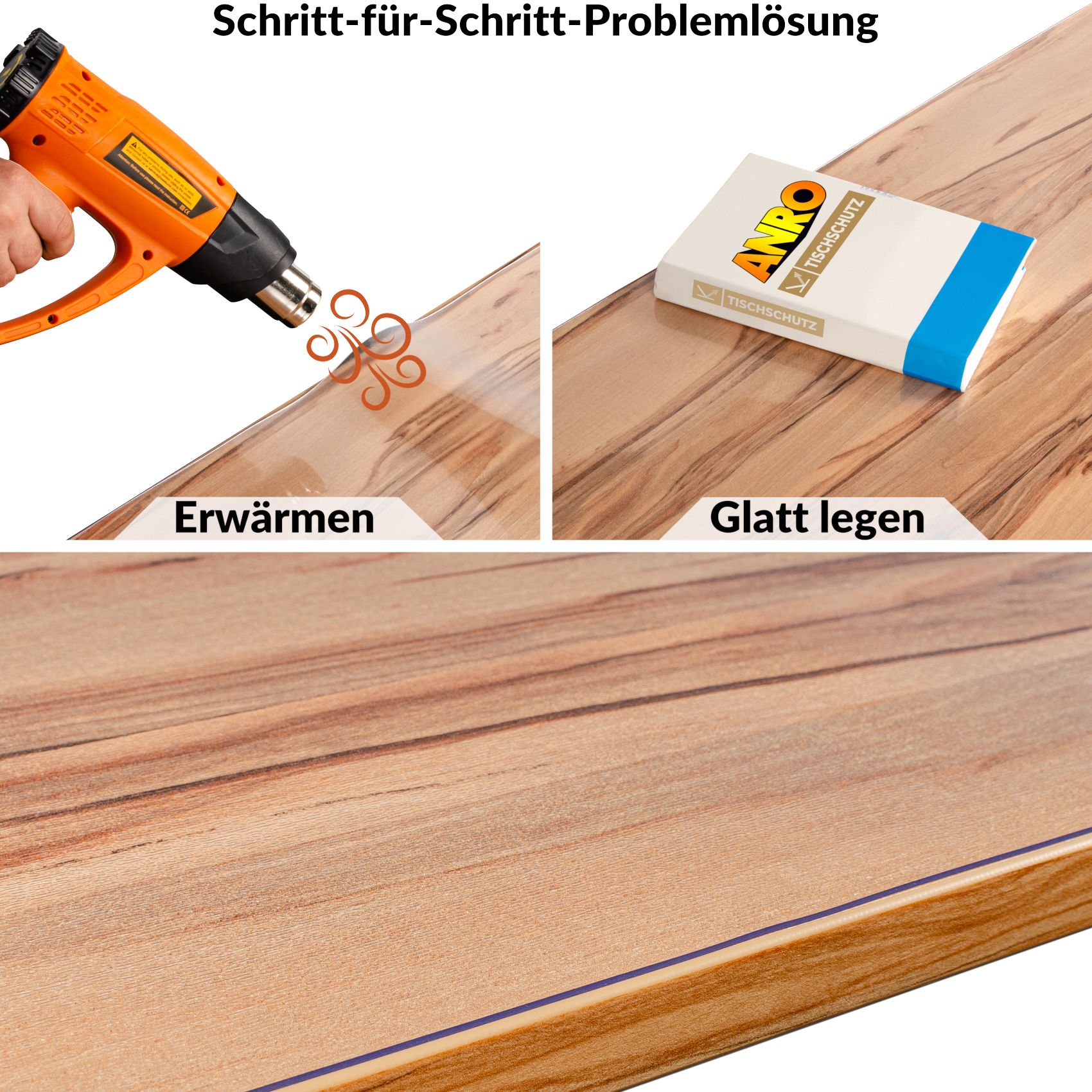 Tischschutzfolie nach Maß 1,5mm transparent geruchlos einseitig strukturiert