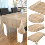 Wachstuch Tischdecke abwaschbar Gartentischdecke Wachstischdecke Holzoptik Beige